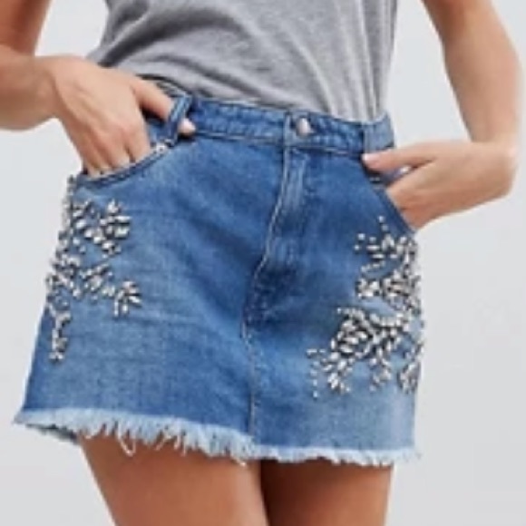Free People Rhinestone Denim Skirt - Picture 7 of 12